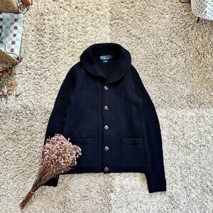 Vintage Polo Ralph Lauren Wool Knitted Shawl Collar Cardigan made in Hong Kong M